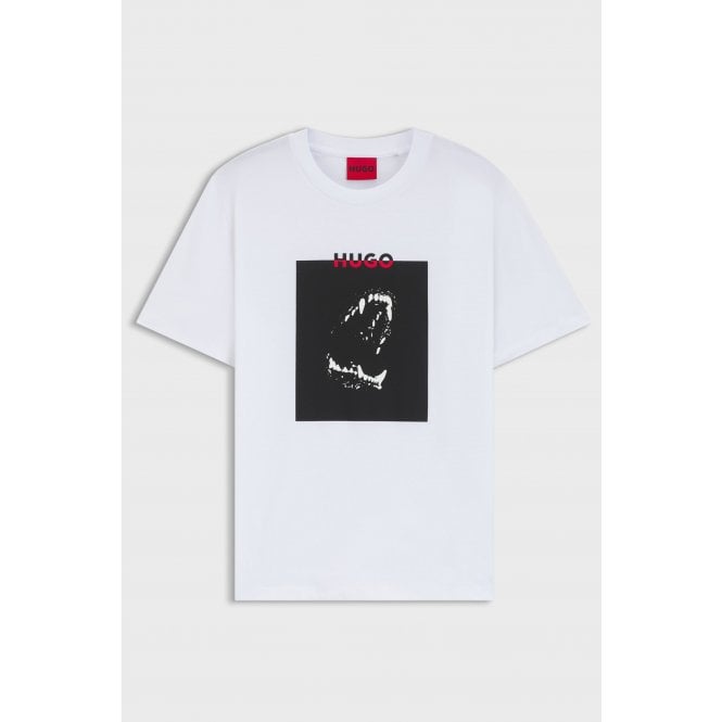 Hugo Boss  50542734 Doberman Artwork Print Half Sleeve T-Shirt - White