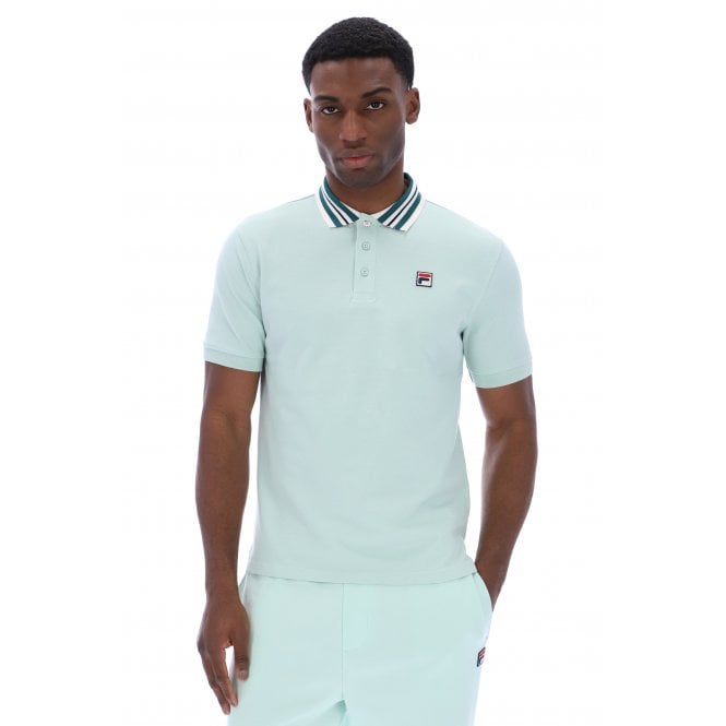 Fila  Vintage Achille MH009 Classic Heritage Tipped Polo T-Shirt - Mint Surf Spray