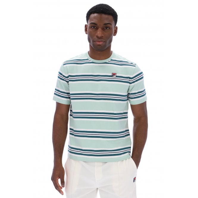 Fila  Cesare MH006 Yarn Dye Contrast Stripe Half Sleeve T-Shirt - Mint Surf Spray