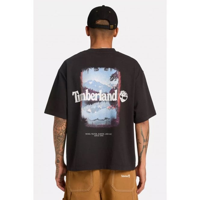 Timberland  TB0A5MQR Outdoor Back Graphic Box Fit Half Sleeve T-Shirt - Black
