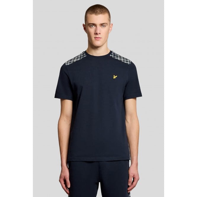 Lyle & Scott  TS2460V Contrast Check Shoulder Panel Cotton Half Sleeve T-Shirt