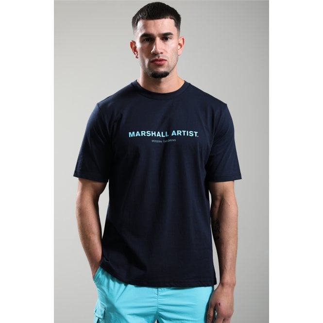 Marshall Artist  | 1201 Thermo Logo Print Cotton Jersey Half Sleeve T-Shirt - Navy