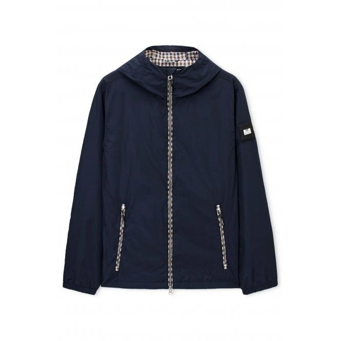 Weekend Offender  JK1B20 Campania Lightweight Windbreaker Nylon Hood Overshirt Jacket - Navy