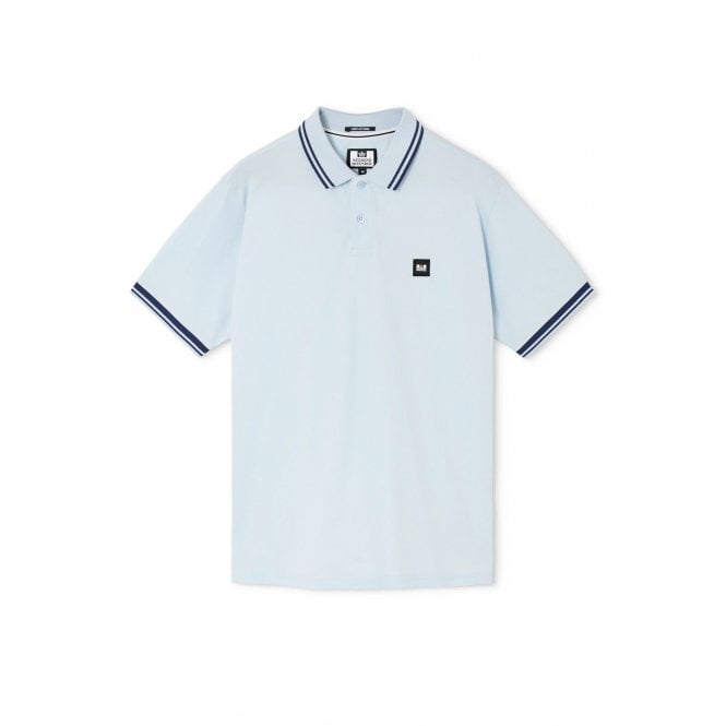 Weekend Offender  PO1B09 Levanto Contrast Stripe Tipping Pique Polo Half Sleeve T-Shirt - Sky