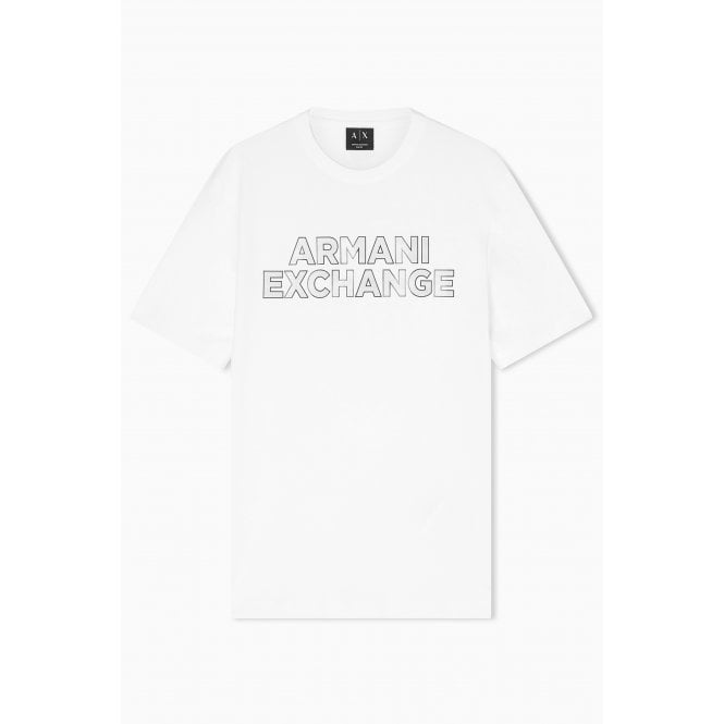 Armani Exchange  | AX XM002413 AF10361 Embossed Rubbery Logo Design Half Sleeve T-Shirt - White
