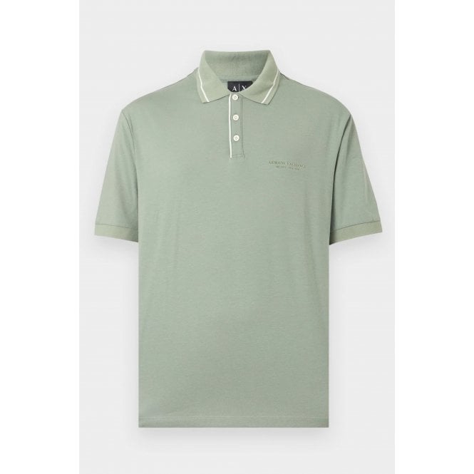 Armani Exchange  | AX XM001557 AF10363 Injection Mould Logo Tipped Pique Polo T-Shirt - Hedge Green