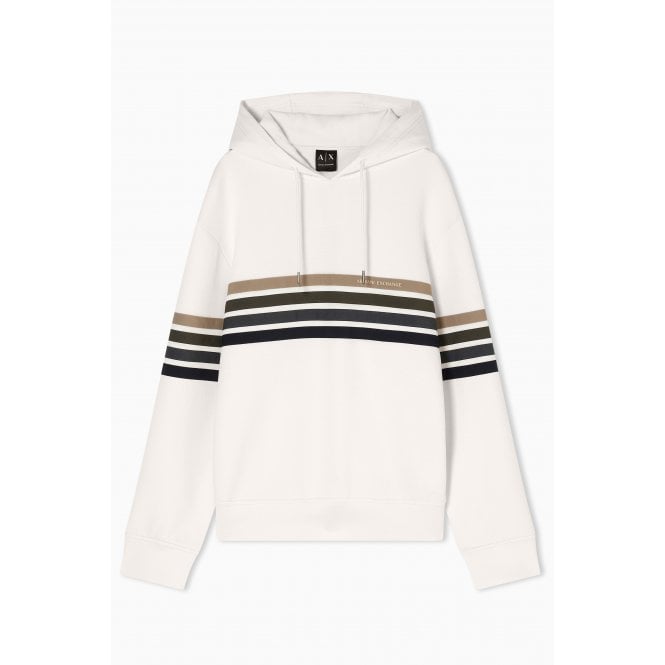 Armani Exchange  | AX XM002053 AF10818 Technical Multi-Stripe Relaxed Fit Overhead Hood - Cream