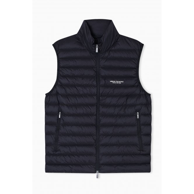 Armani Exchange  | AX XM001576 AF16927 Piumino High Collar Quilted Padded Down Gilet - Black