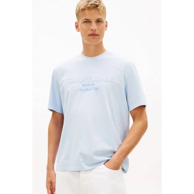 Tommy Jeans  | DM22545 Subtle 90s NYC Applique Logo Half Sleeve T-Shirt - Sweet Sky Blue
