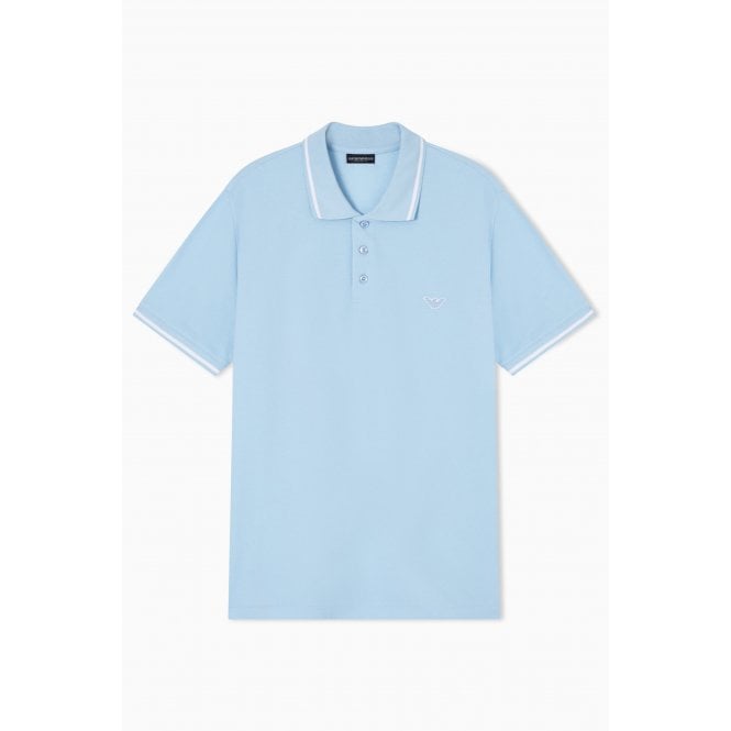 EA7 Emporio Armani Emporio Armani AF20424 1380 Beachwear Cotton Pique Tipping Collar Polo T-Shirt