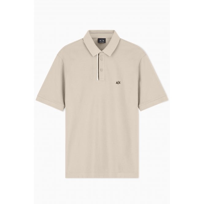 Armani Exchange  | AX XM002067 AF10366 A|X Logo Tipped Pique Cotton Polo T-Shirt - Stone Winter Twig