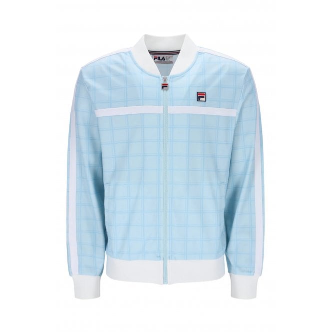 Fila  Vintage Filippo MH042 Contrast Tonal Check Baseball Collar Track Top - Sky