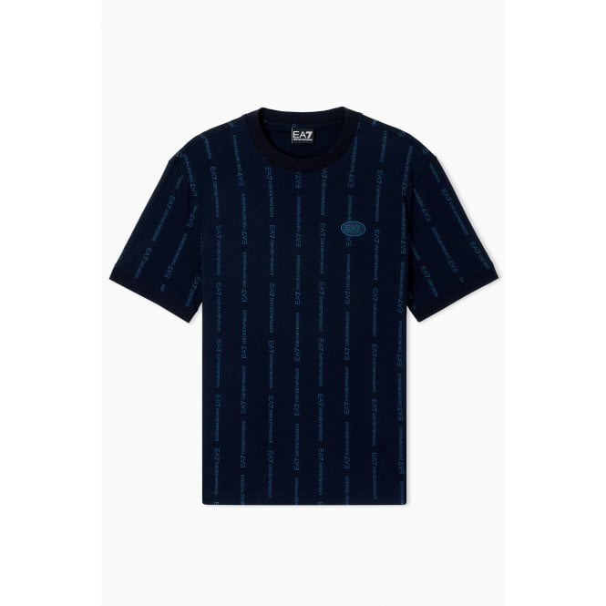 EA7 Emporio Armani EA7 | Emporio Armani 7M001391 AF12874 Contrast Vertical-Striped Motif Repeat Logo T-Shirt