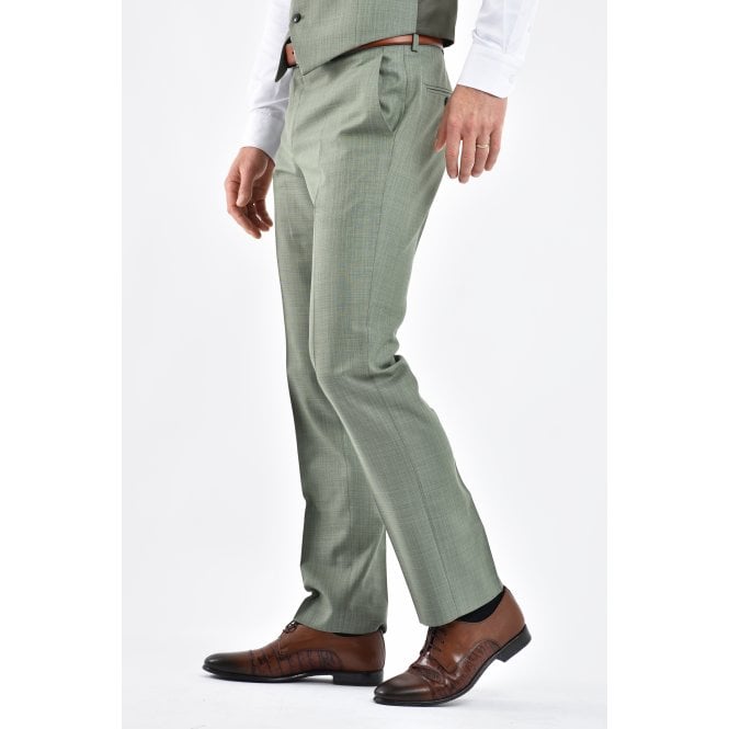 CB Tailor Made CB Geneva Tailored Slim Fit Contrast Pattern Trouser - Mint Green Marl