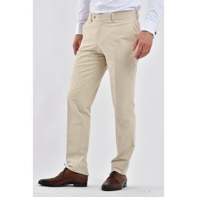 CB Tailor Made CB LA Tailored Slim Fit Smooth Fabric Trouser - Beige