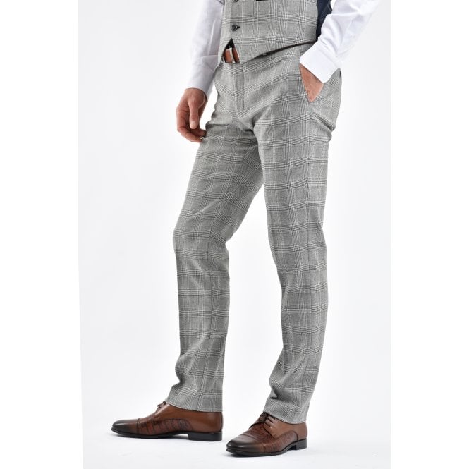 CB Tailor Made CB Dublin Tailored Slim Fit Contrast Houndstooth Check Trouser - Navy/Grey/White