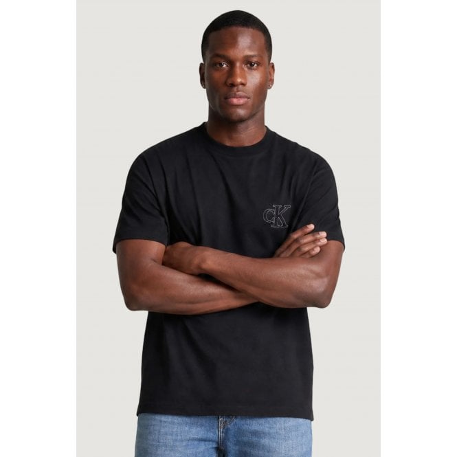Calvin Klein  Jeans | LV04RG220G Stitched Embossed Logo Half-Sleeve T-Shirt - Black