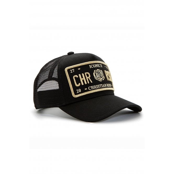 Christian Rose  | CR004 Iconic II Trucker Mesh Baseball Cap - Black/Gold