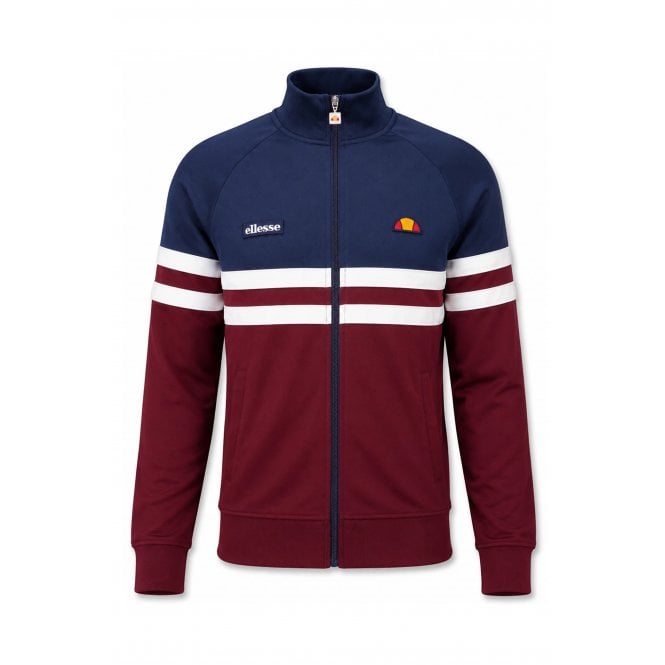 Ellesse  Rimini 0892 Classic Contrast Colour Block Stripe Track Top - Navy/Burgundy