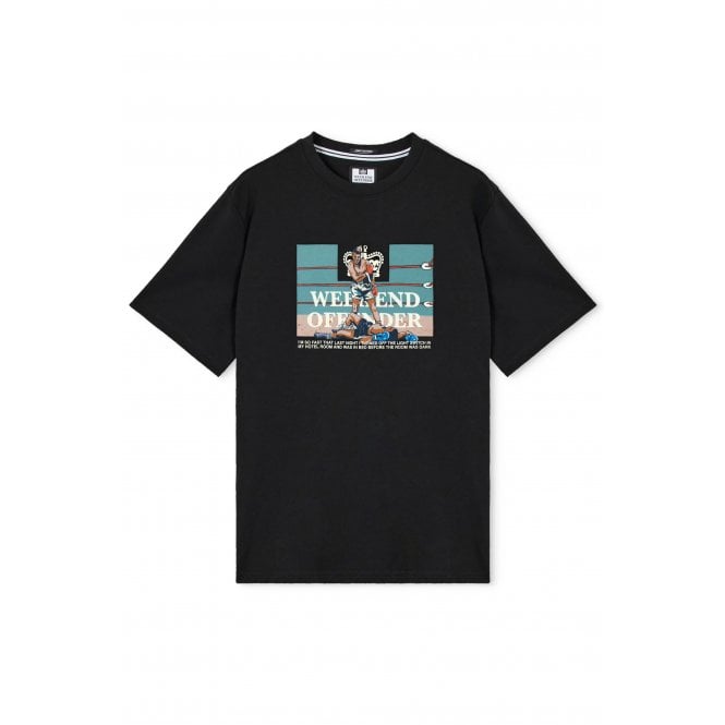 Weekend Offender  PT3B16 Summus Famous Mohammed Ali Knockout Quote Graphic Print T-Shirt - Black