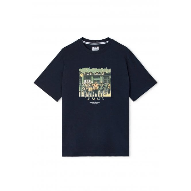 Weekend Offender  PT3B14 Taberna Classic British Pub Graphic Print T-Shirt - Navy