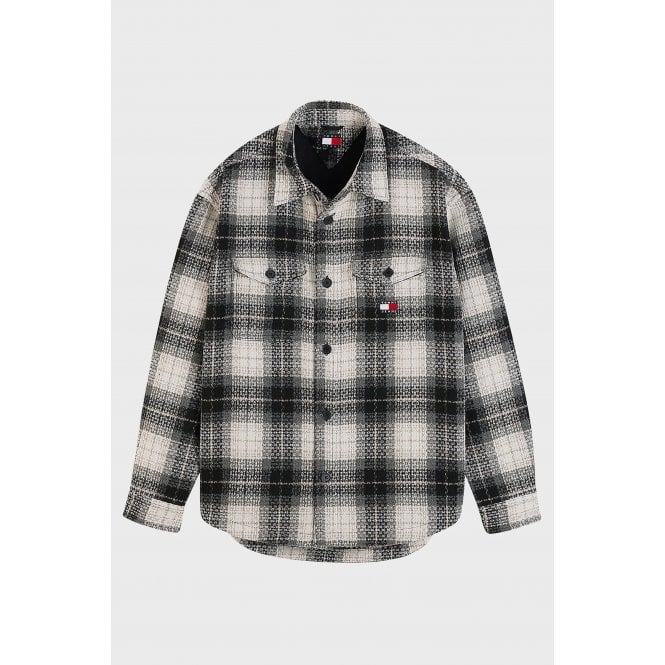 Tommy Jeans  | DM23616 Button Down Heavyweight Check Overshirt - Black/Grey
