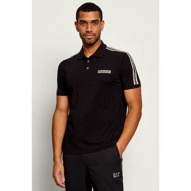 EA7 Emporio Armani EA7 | Emporio Armani AF10373 2190 Train Rubber Tape Logo Polo T-Shirt - Black