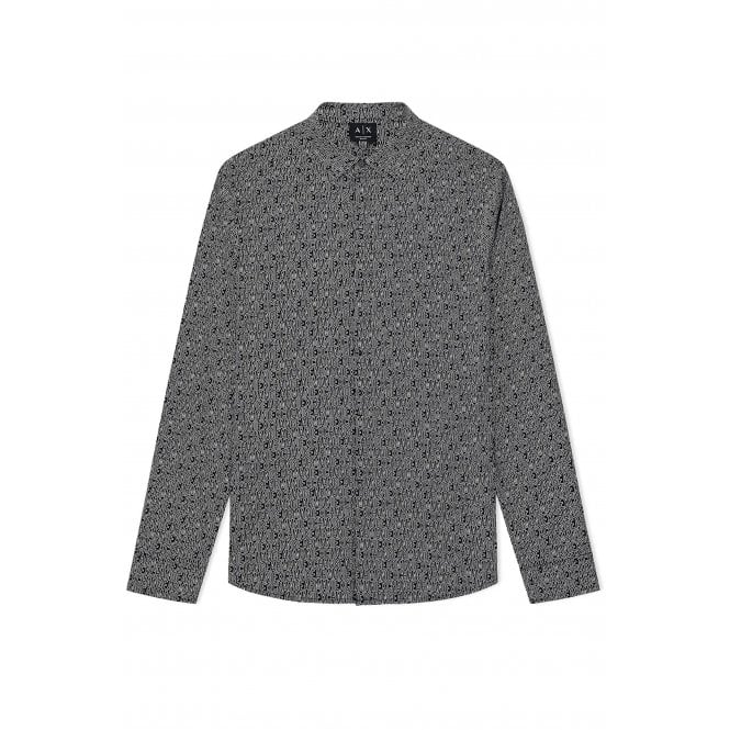 Armani Exchange  | AX XM000625 AF13184 All-over Repeat Logo Print Long Sleeve Shirt - Black