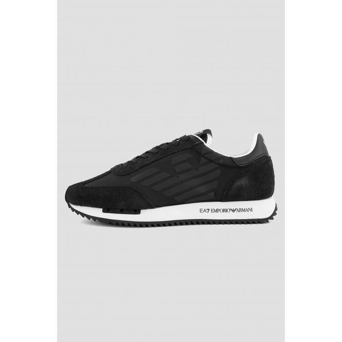 EA7 Emporio Armani EA7 | Emporio Armani AF28085 0870 Vintage Eagle Nylon/Suede Trainers - Black/White