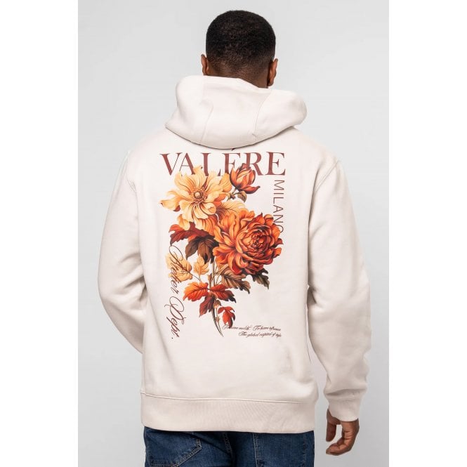 Valere Milano  | Gorzano VM-349 Floral Botanical Flowers Digital Graphic Overhead Hood Top - Ecru Beige