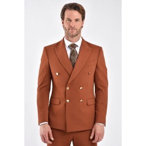 CB Lazio Gold Button Tailored Slim Fit Double Breasted Textured Blazer