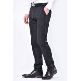 CB Tuxedo Tailored Slim Fit Satin Tape Trouser - Black