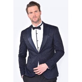 CB Josh Tailored Slim Fit Paisley Leaf Print Dinner Blazer - Navy