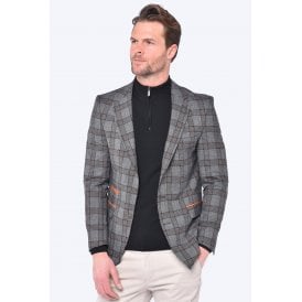 CB Jordan Tailored Slim Fit Contrast Check Print Blazer