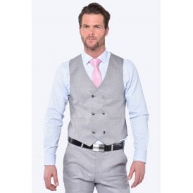 CB City Tailored Slim Fit Double Breasted Waistcoat - Grey Marl