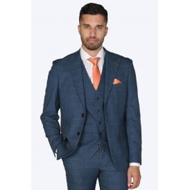 Paul Andrew | Viceroy Contrast Blue Check Regular Fit Blazer - Navy