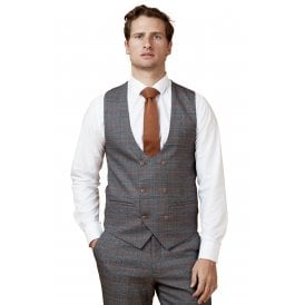 Marc Darcy | Jenson Slim Fit Check Double Breasted Waistcoat