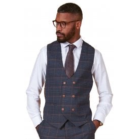 Marc Darcy | Jenson Slim Fit Check Double Breasted Waistcoat