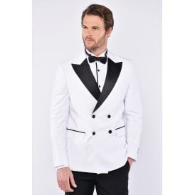 CB Cruise Tailored Slim Fit Contrast Satin Double Breasted Dinner Tuxedo Blazer