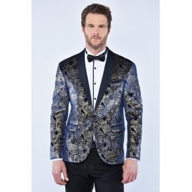 CB Vegas Tailored Slim Fit Bling Paisley Pattern Dinner Blazer