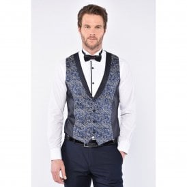 CB Wedding Tailored Slim Fit Swirl Jacquard Pattern Design Waistcoat
