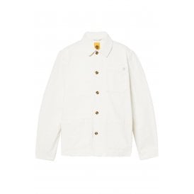 Timberland TB0A5TH3 Washed Canvas Chore Lightweight Buttoned Overshirt Jacket - Off White