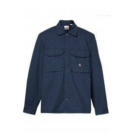 Timberland TB0A5TQB Washed-Look Lightweight Buttoned Overshirt Jacket - Navy
