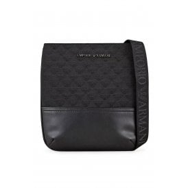 Emporio Armani Y4M234 YO22V Jacquard Logo Print Cross Body Messenger Bag - Black