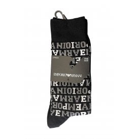 Emporio Armani 302302 2F280 2-Pack Essential Logo Cotton Socks