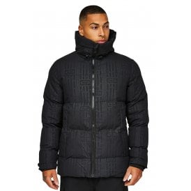 Glorious Gangsta | 2.0 Domar 2704 Short Puffer Textured Bomber Hood Jacket - Black