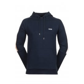 Boss 50527559 Iconic Loungewear Tape Overhead Hood Top - Navy
