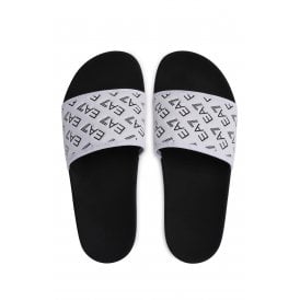 EA7 | Emporio Armani 0109 AF15125 Repeat Logo Flip Flop Sliders - Black/White 