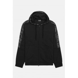 EA7 | Emporio Armani 7M000209 AF12660 Contrast Repeat Logo Full Zip Hood Top - Black