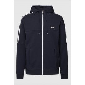 Hugo Boss | 50511516 Saggynos Lightweight Contrast Stripe Full Zip Hood Track Top - Navy